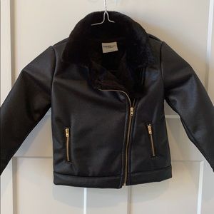 Black Faux Fur Leather Jacket